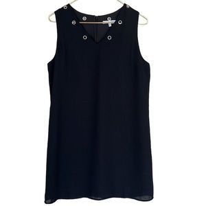 Naked‎ Zebra Sleeveless V Neckline Grommet Detail Little Black Dress